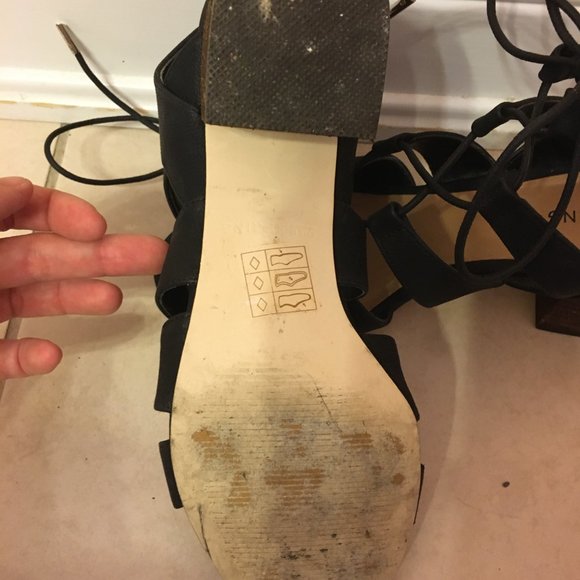 Black Strappy Chunky Heel Sandals - Picture 5 of 6